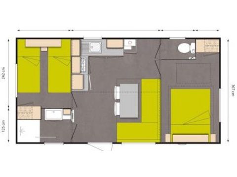 Stacaravan 4 personen - Mobile-home | Comfort XL | 2 slaapkamers | 4 pers. | Single terras
