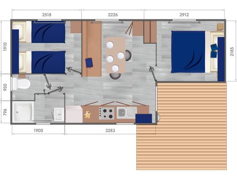 Stacaravan 5 personen - Comfort Cottage