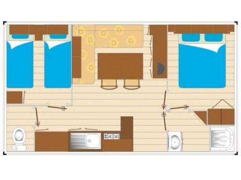 Stacaravan 4 personen - Cocoon 4 personen 2 kamers 23m² - stacaravan voor 4 personen