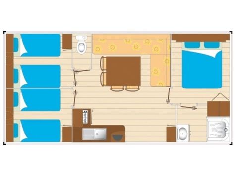 Stacaravan 8 personen - Vrije tijd 3 slaapkamers 30m²