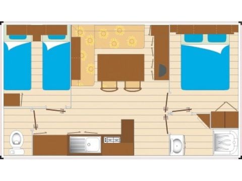 Stacaravan 6 personen - Copy Stacaravan Evasion 6 personen 2 kamers 28m² - Stacaravan voor 6 personen