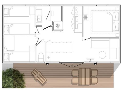 Stacaravan 6 personen - Mahana 3 slaapkamer 33m² appartement