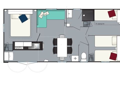 Stacaravan 6 personen - Vrije tijd 3 slaapkamers - TV
