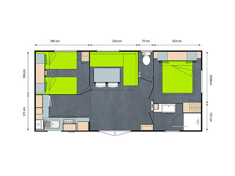 Stacaravan 6 personen - COMFORT 2ch