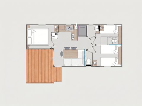 Stacaravan 6 personen - COMFORT - 3 slaapkamers - TV - CLIM - LV