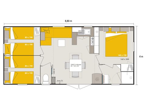 Stacaravan 6 personen - Homeflower Premium 3 slaapkamers met overdekt terras + Afwasmachine