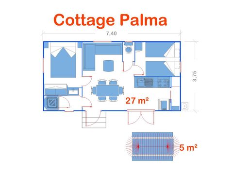 Stacaravan 6 personen - Huisje Palma