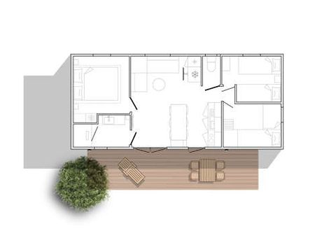 Stacaravan 7 personen - XL Jungle 3 slaapkamers