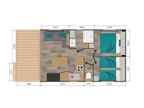 Stacaravan 4 personen - RAGUENES 2 slaapkamers 4 personen