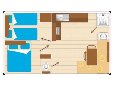 Stacaravan 4 personen - Cocoon 2 slaapkamers 21 m² (21 m²)