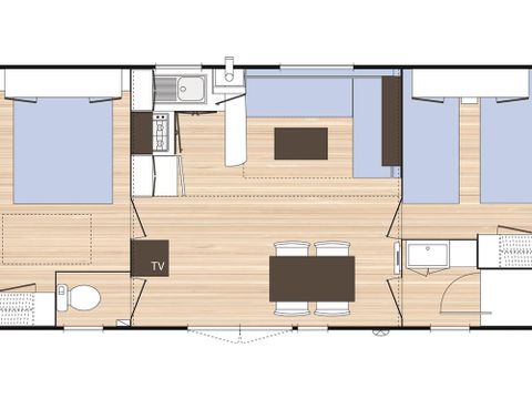 Stacaravan 5 personen - Stacaravan Evasion 28.5m² (2 kamers) (- 8 jaar) + TV + Terras / Woensdag tot Woensdag