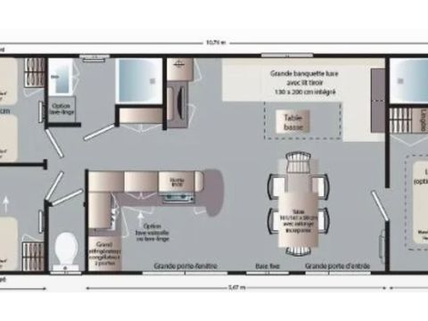 Stacaravan 6/7 personen - Familie - XL 40 m² - Airconditioning