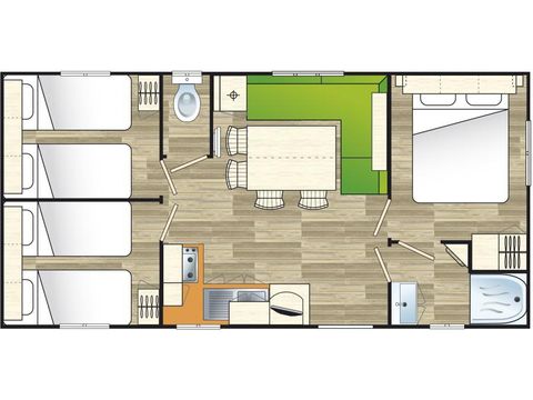 Stacaravan 6 personen - Gezin 30m² 6 pers