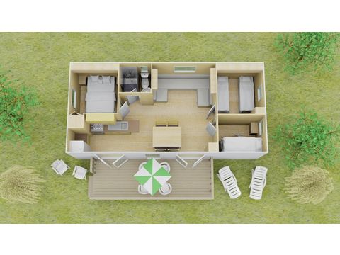 Stacaravan 6 personen - Comfort | 3 Slaapkamers | 6 Pers | Verhoogd terras