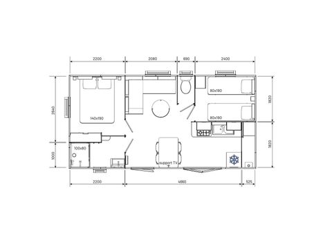 Stacaravan 4 personen - Ciela Confort - 2 slaapkamers