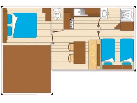 Stacaravan 6 personen - Evasion 2 kamers 28m² (28m²)