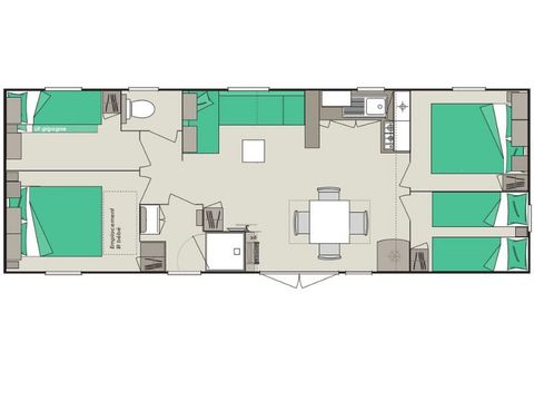 Stacaravan 8 personen - Confort+ 8 personen 4 kamers 37m² - stacaravan voor 8 personen