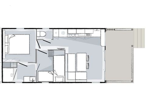 Stacaravan 4 personen - Premium 4 personen 2 kamers 28m² - Premium 4 personen 2 kamers 28m² - Premium 4 personen