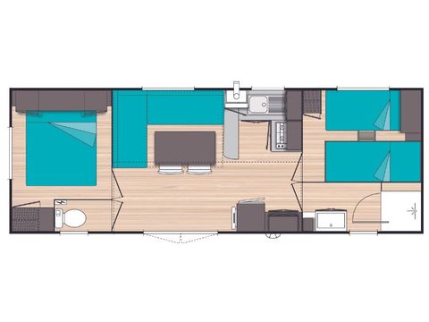 Stacaravan 6 personen - Evasion+ 6 personen 2 kamers 23m² - voor 6 personen