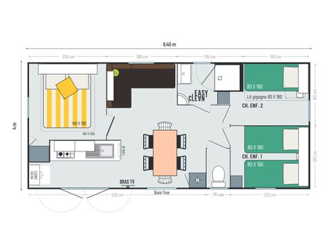 Stacaravan 6 personen - Riviera 3Ch 6P