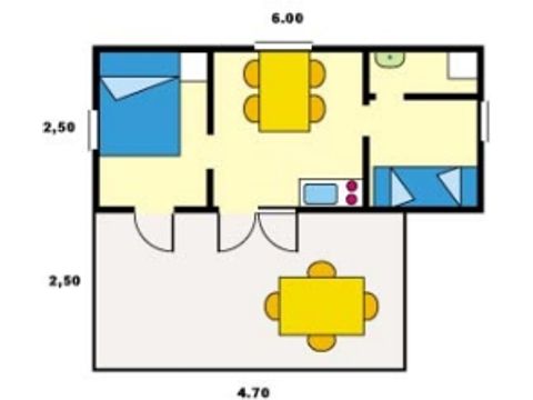 Chalet 4 personen - zonder sanitaire voorzieningen