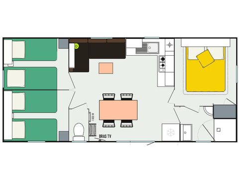 Stacaravan 6 personen - 4 Kamers 6 Personen + TV