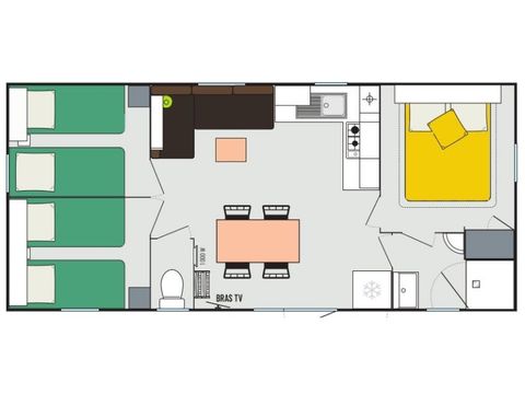 Stacaravan 6 personen - LEISURE - 3 slaapkamers - TV