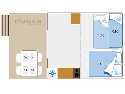 Safaritent 4 personen - Eco Lodge Verdon - 34m² - 2 kamers (zonder badkamer)