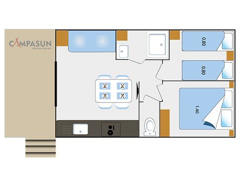 UNIEKE ACCOMMODATIE 4 personen - Stacaravan Cottage Premium 2 Slaapkamers - Airconditioning - Afwasmachine