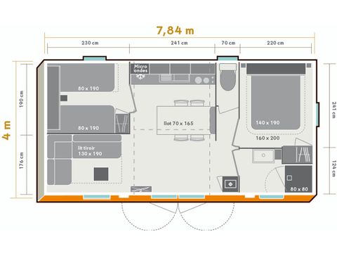 Stacaravan 4 personen - Ciela Confort - 2 slaapkamers