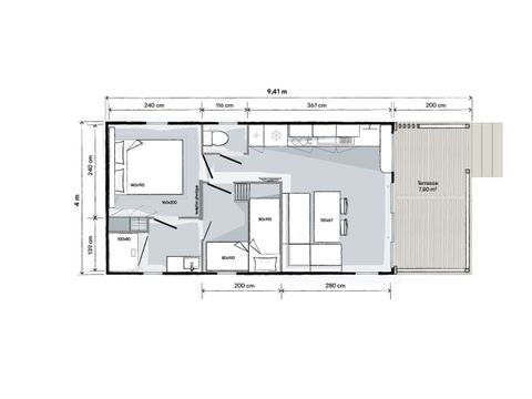 Stacaravan 5 personen - Ciela Privilège Bay - 2 slaapkamers