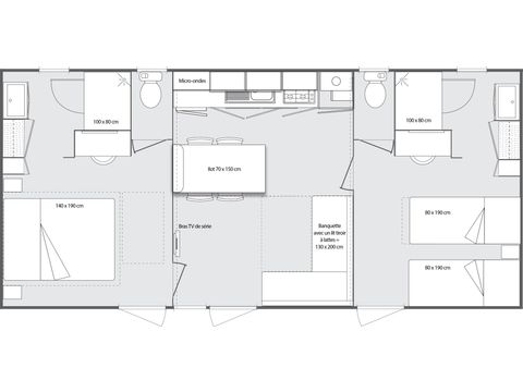 Stacaravan 4 personen - Ciela Prestige SPA - 2 slaapkamers waarvan 1 master suite - Bedlinnenpakket, handdoeken en...