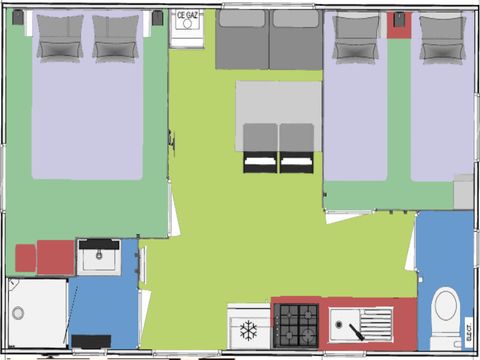 Stacaravan 4 personen - Huisje Aubépine