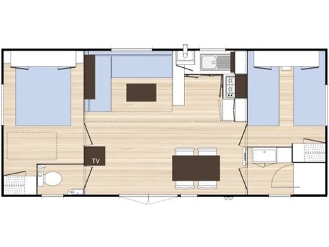 Stacaravan 4 personen - Klassiek 2 slaapkamers