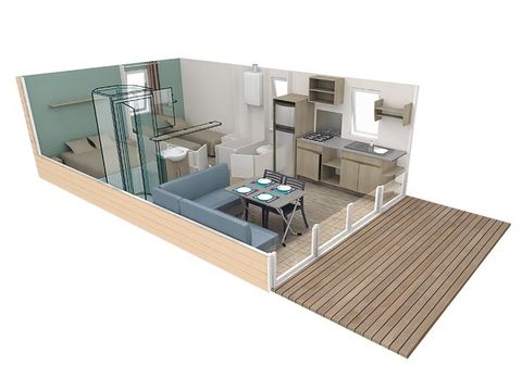 Stacaravan 4 personen -  Confort Logia Bay - 25m² - 2 kamers -