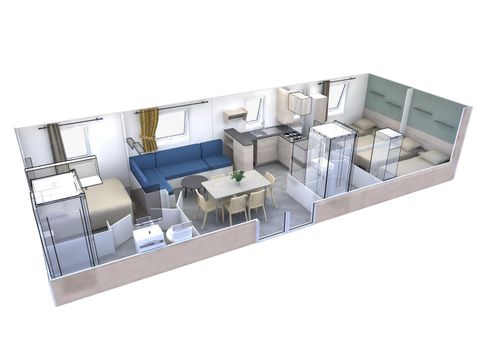 Stacaravan 8 personen - CASITA CEREZA - 40m² - 3 Slaapkamers