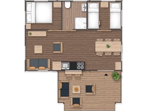 Safaritent 5 personen - SAFARI LODGE - 40m²- 2 kamers