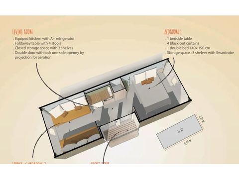 Glampingtent 4 personen - COCO SWEET - Zonder sanitair
