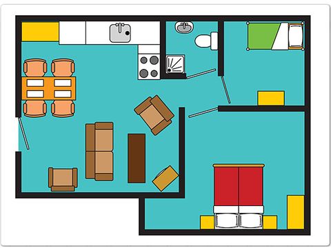 Bungalow 2 personen - Venverblijf met veranda