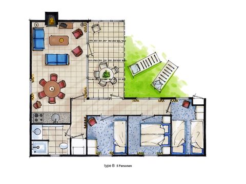 Bungalow 5 personen - B