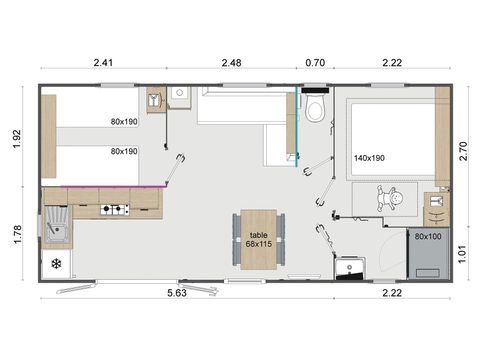 Stacaravan 4 personen - Superieur 2 slaapkamers