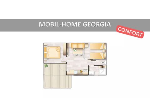 Stacaravan 4 personen - Georgia Confort 3 Kamers 4 Personen Airconditioning + TV